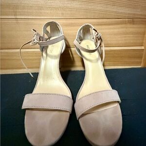 Klub Nico Lace Up Suede Heels with side tide - Soft Blush Size 8